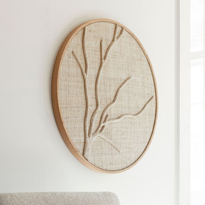 MUST Living Rond Wandpaneel Jungle Palmblad, 85cm - Beige