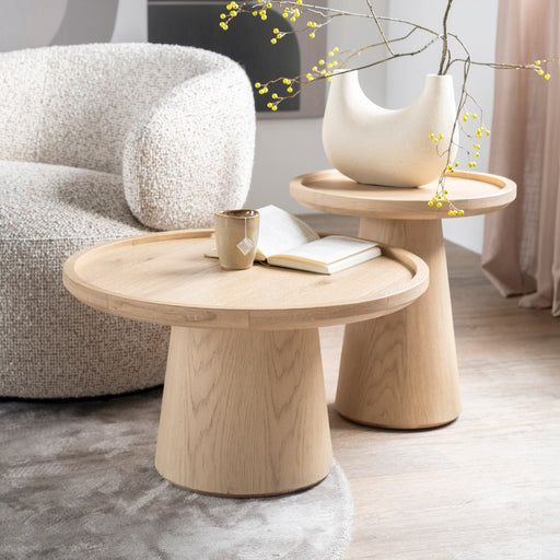 Eleonora Ronde Salontafel Leia Eikenhout, Set van 2 stuks - Beige - ThatLyfeStyle