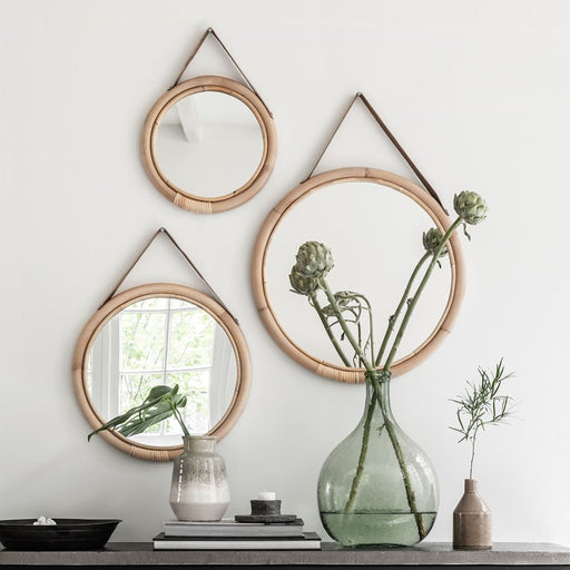 MUST Living Spiegel San Jose Rotan set van 3 stuks naturel rond