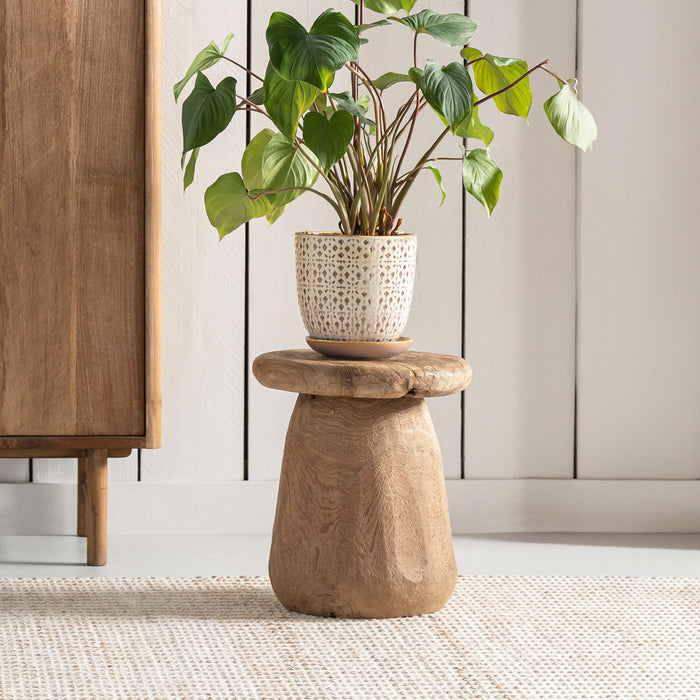 MUST Living Bijzettafel Bromo Teakhout, Ø35cm - Bruin - Rond