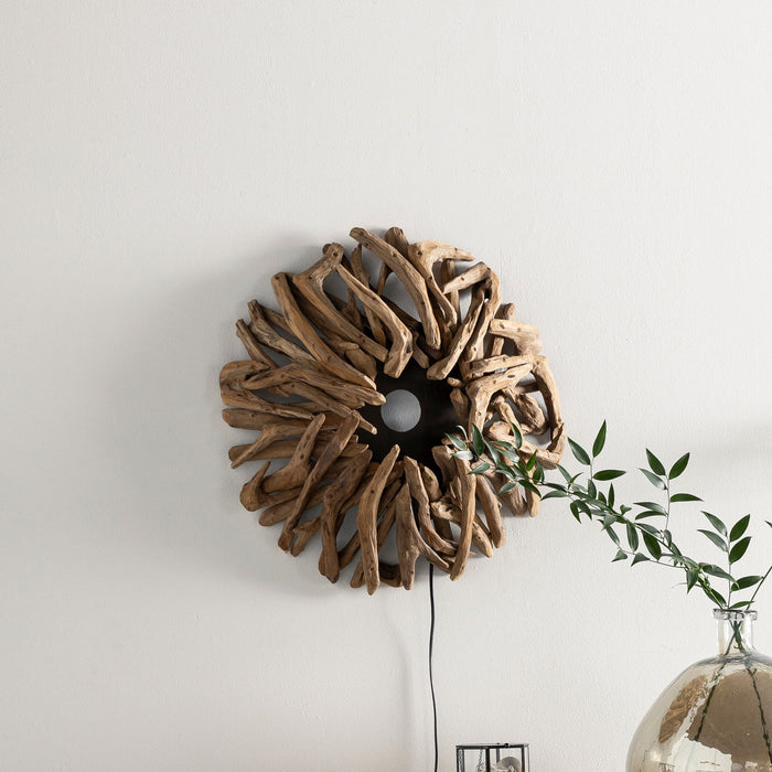 MUST Living Wandlamp Zena Teakhout, 50cm - Bruin