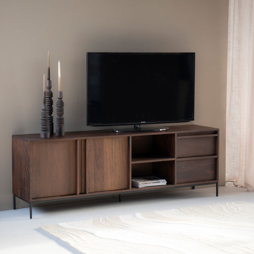 Eleonora TV-meubel Jimmy Mangohout en Metaal, 180cm - Bruin - Japandi