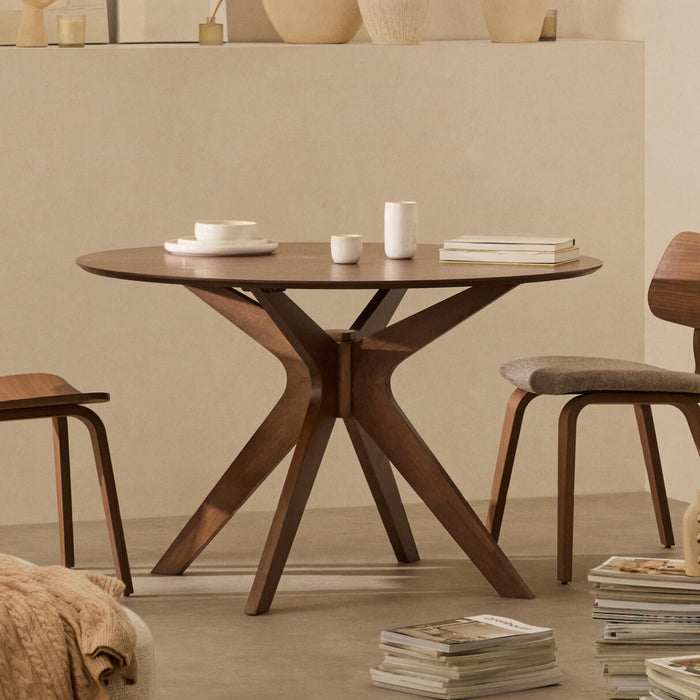 Kave Home Ronde Eettafel Naanim Walnoot en rubberhout, 120cm