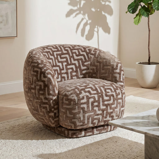 Richmond Fauteuil Negreslo Labyrinth, draaibaar - Brown - ThatLyfeStyle