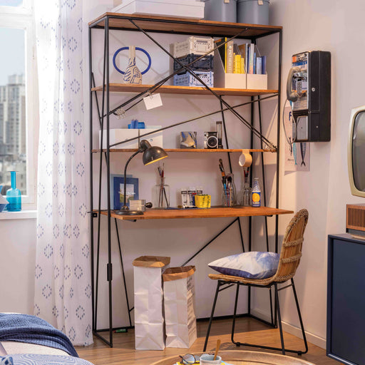 Tom Tailor Bureau/Wandkast Nikcole Mangohout en metaal, 202 x 120cm - Bruin - ThatLyfeStyle