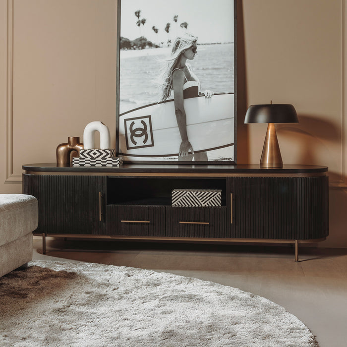 Tower Living TV-meubel Rivello Mangohout, 200cm - Zwart