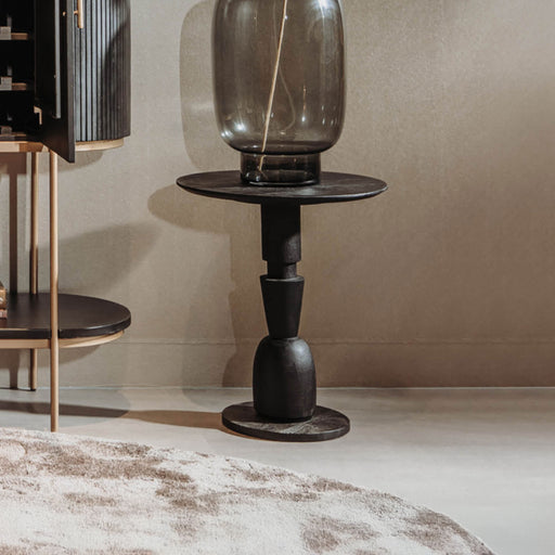 Tower Living Bijzettafel Brunello Mangohout, 60cm hoog - Zwart - Rond