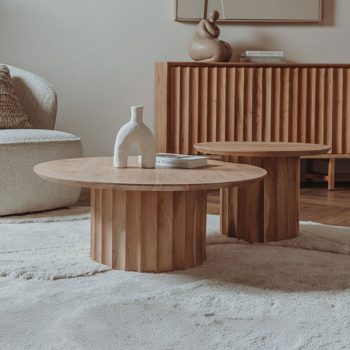 Tower Living Salontafel Crotone Acaciahout, Set van 2 stuks - Hout, Naturel - Rond