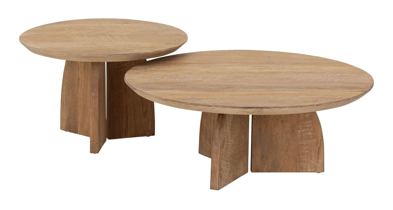 DTP Home Ronde Salontafel Nova Teakhout, Set van 2 stuks - Naturel