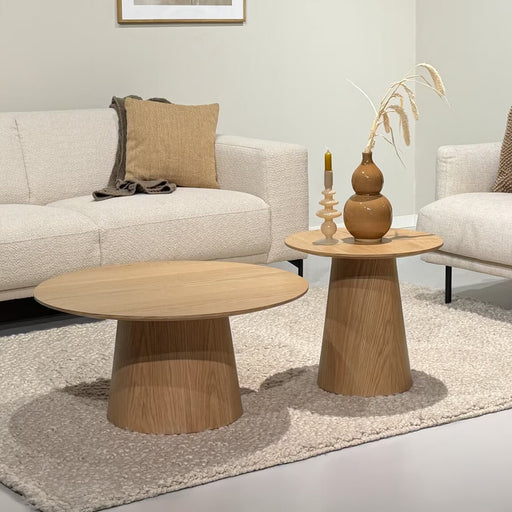 Livingfurn Ronde Salontafel Novero Eiken, set van 2 stuks - Naturel - ThatLyfeStyle