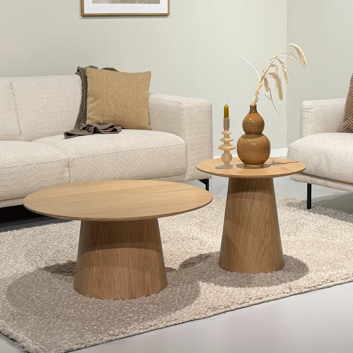 Livingfurn Ronde Salontafel Novero Eiken, set van 2 stuks - Naturel