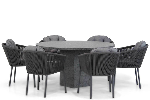 Santika Novita/Graniet 140 cm rond dining tuinset 7-delig