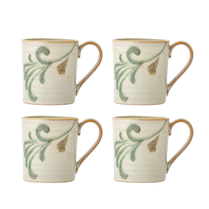 Bloomingville Mok Bethany Set van 4 stuks - Beige/Groen
