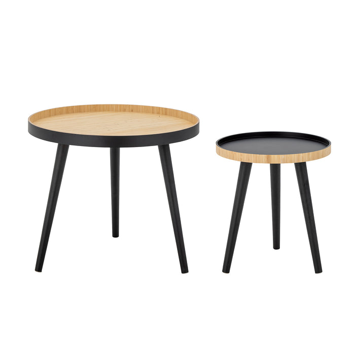 Bloomingville Ronde Salontafel Cappuccino Bamboe, Set van 2 stuks - Zwart