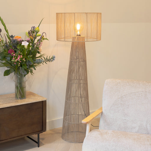 By-Boo Vloerlamp Oshu Jute, 146cm hoog - Beige - Japandi