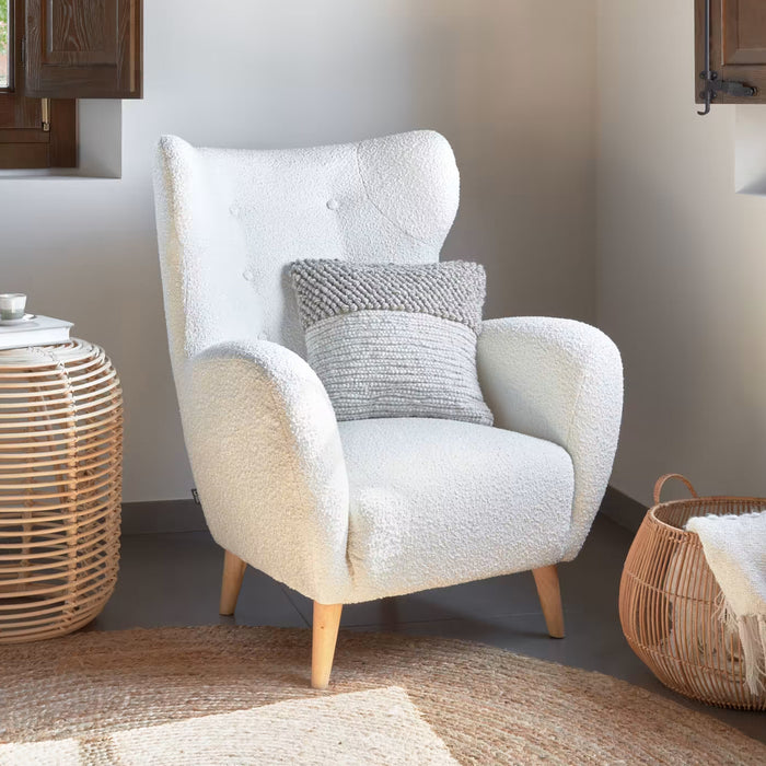 Kave Home Fauteuil Patio Bouclé - Wit - ThatLyfeStyle