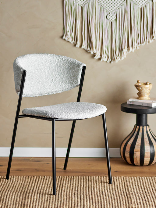 Bloomingville Eetkamerstoel Marlo Bouclé - Wit - ThatLyfeStyle