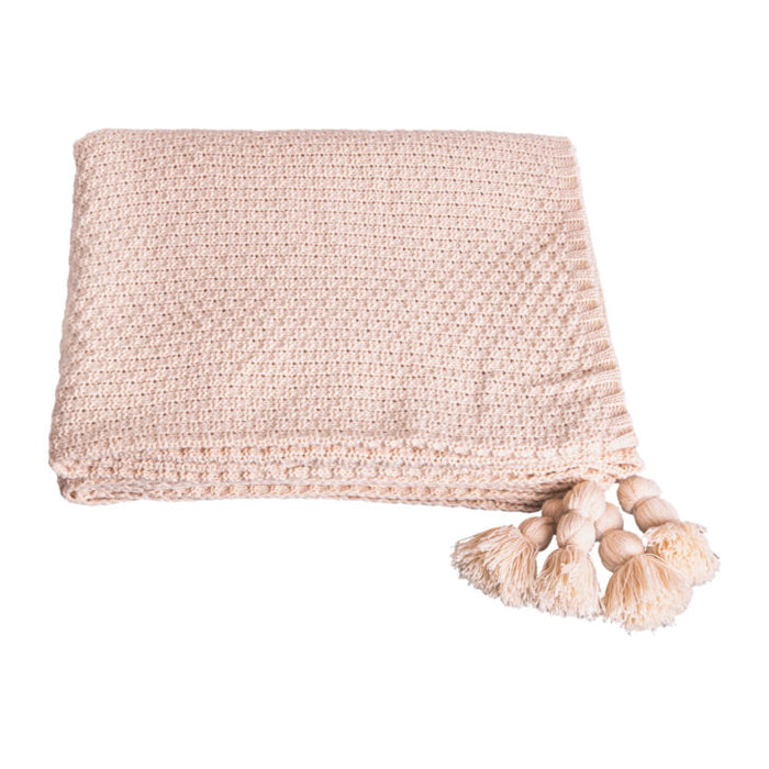 QUVIO Plaid met kwastjes – Polyester – 130 x170 cm – Beige - ThatLyfeStyle