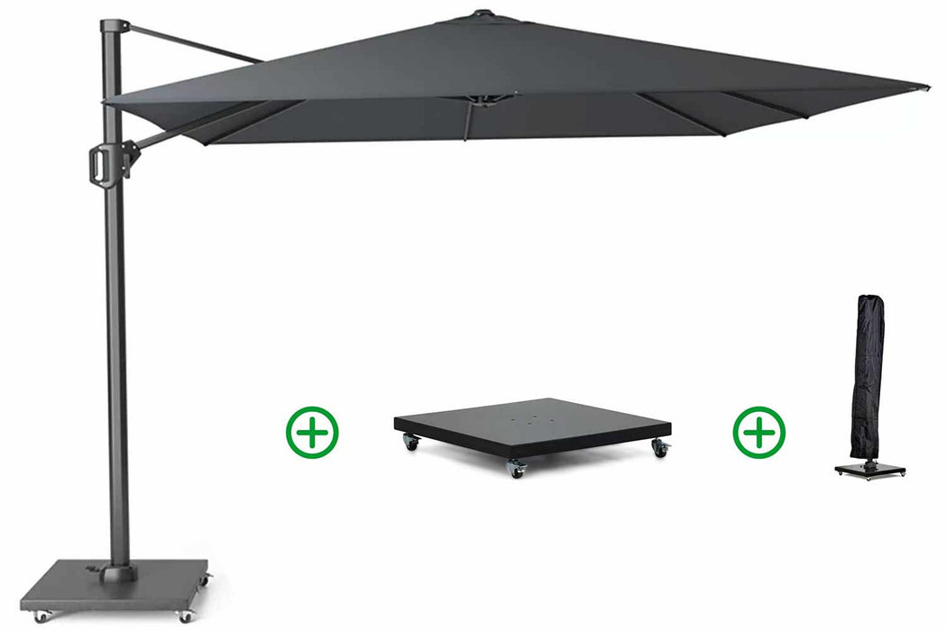 Platinum Challenger zweefparasol 4x3m T1 (incl. voet en hoes) faded black