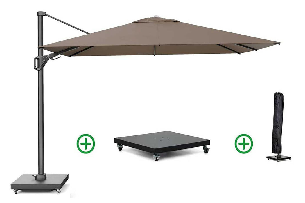 Platinum Challenger zweefparasol 2.6x3.5m T2 premium (incl. voet en hoes) havana
