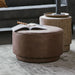 vtwonen Ronde Poef Coffee Eco-leer 60cm