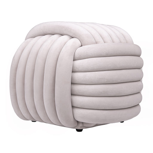 QUVIO Vierkante poef - Geknoopt - 45x45x42 cm - Beige