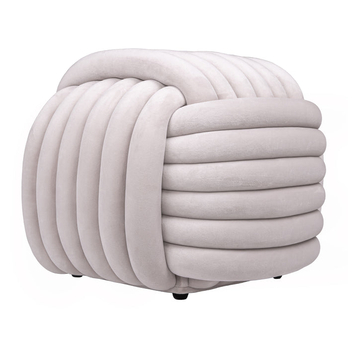 QUVIO Vierkante poef - Geknoopt - 45x45x42 cm - Beige