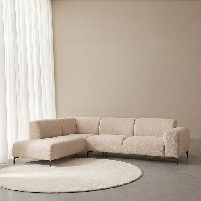 LABEL51 Hoekbank Merido Links, 292cm, Velvet - Naturel