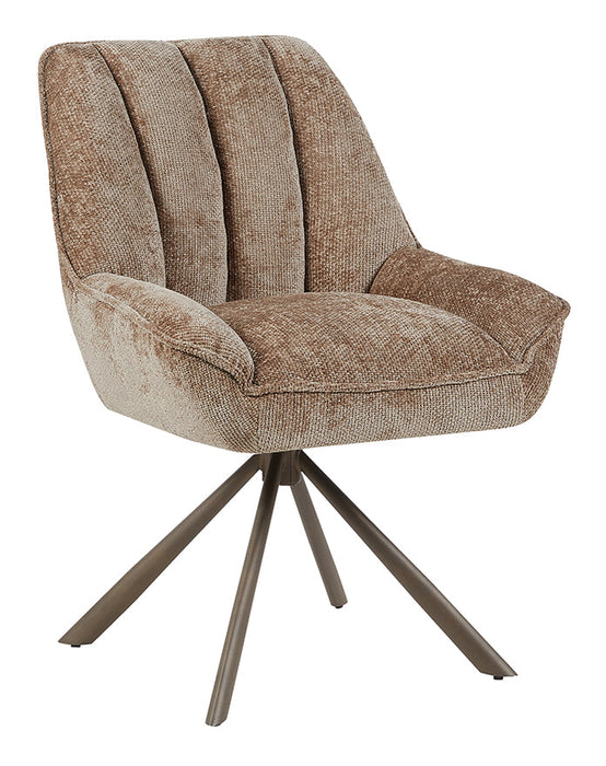 LABEL51 Draaibare Eetkamerstoel Reims Chenille - Taupe/Brons