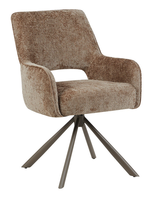 LABEL51 Draaibare Eetkamerstoel Bergerac Chenille - Taupe/Brons