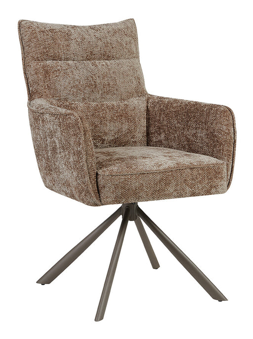 LABEL51 Draaibare Eetkamerstoel Dubai Chenille - Taupe/Brons