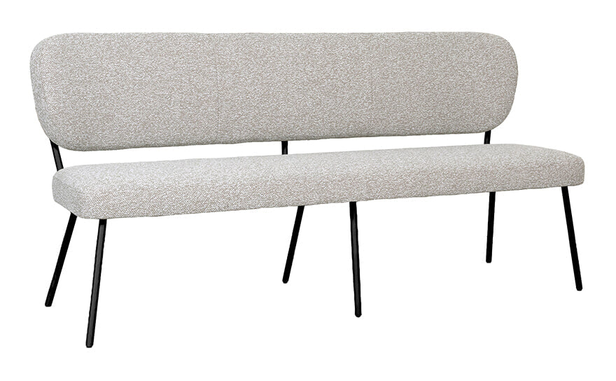 LABEL51 Eetkamerbank Singapore 190cm, Bouclé - Naturel/Zwart