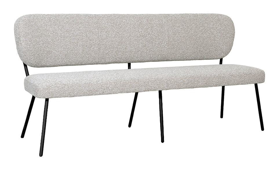 LABEL51 Eetkamerbank Singapore 220cm, Bouclé - Naturel/Zwart