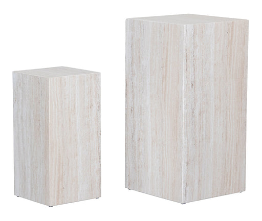 LABEL51 Zuil Pedestal Travertin, Set van 2 stuks