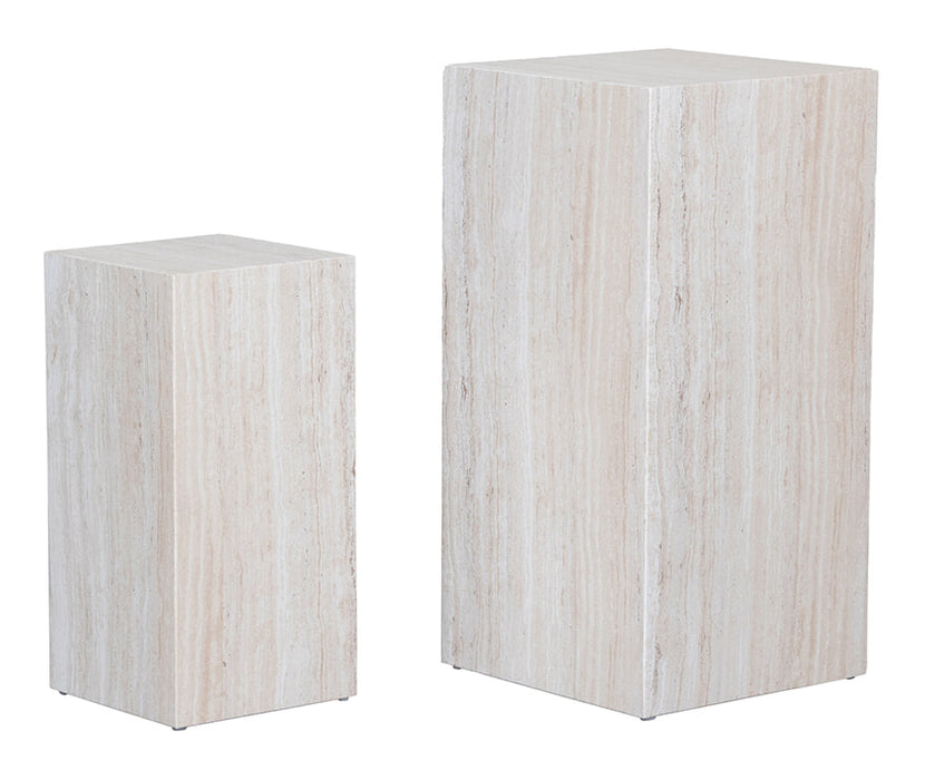 LABEL51 Zuil Pedestal Travertin, Set van 2 stuks