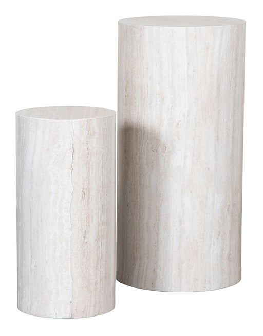 LABEL51 Zuil Socle Travertin, Set van 2 stuks - Rond