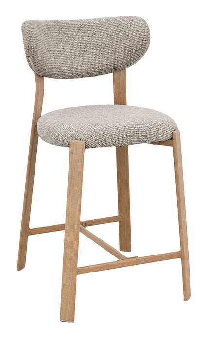 LABEL51 Barkruk Mika Prestige-stof en eikenhout - Beige (zithoogte 50cm)