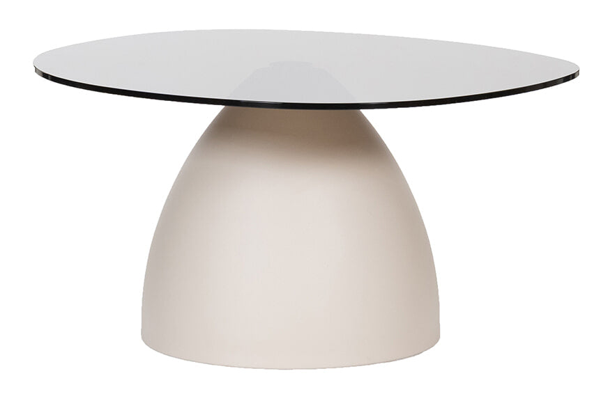 LABEL51 Ovale Salontafel Vera Glas en beton, 84 x 74cm - Smoked Brown - Ovaal