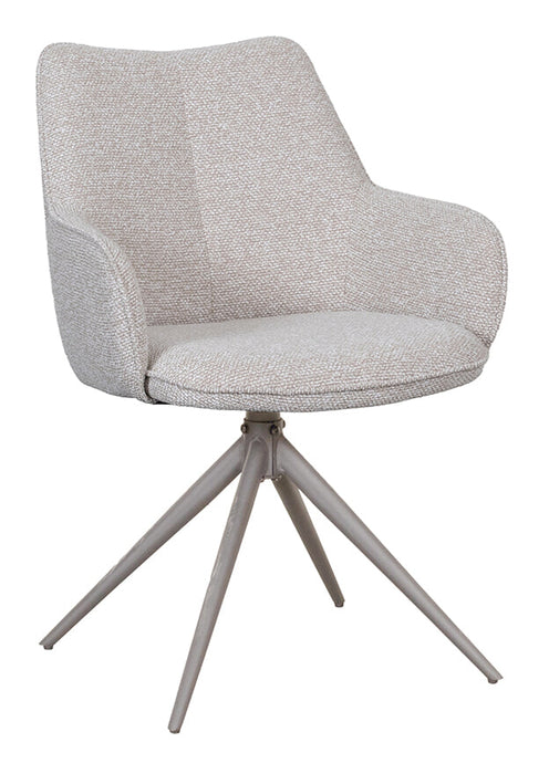 LABEL51 Draaibare Eetkamerstoel Sawa Bouclé - Naturel/Taupe