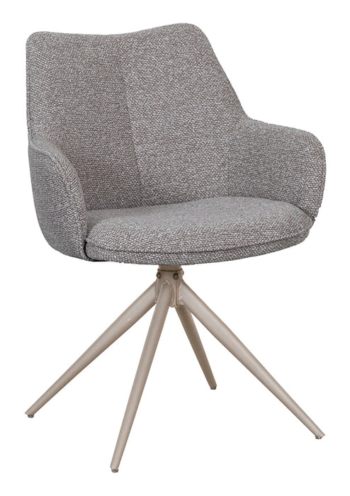LABEL51 Draaibare Eetkamerstoel Sawa Bouclé - Mushroom/Taupe
