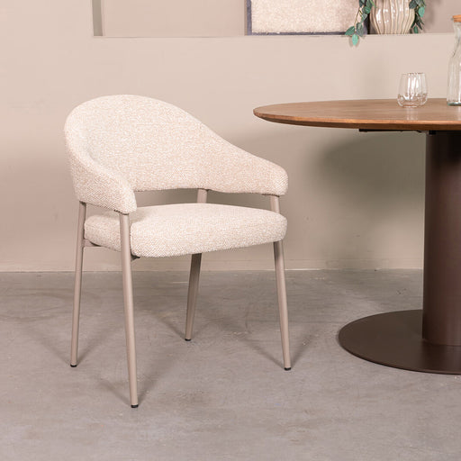 LABEL51 Eetkamerstoel Sora Bouclé - Naturel/Taupe