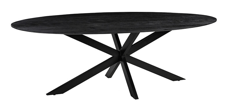 LABEL51 Ovale Eettafel James Mangohout, 190 x 100cm - Zwart - Ovaal