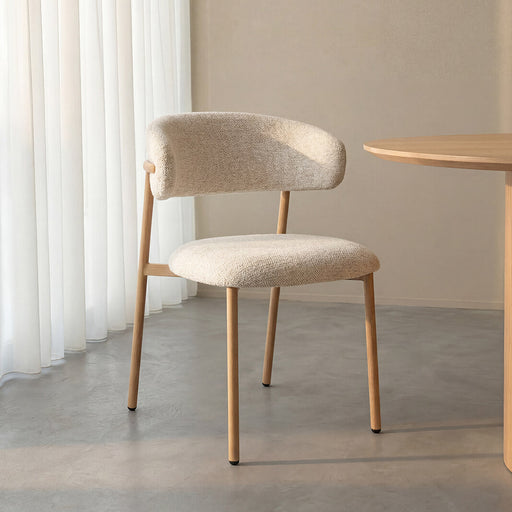 LABEL51 Eetkamerstoel Kaito Prestige-stof en naturel houtlook - Naturel