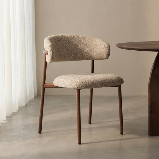 LABEL51 Eetkamerstoel Kaito Prestige-stof - Beige/Walnoot