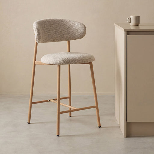LABEL51 Barkruk Kaito Prestige-stof - Beige/Naturel (zithoogte 64cm)