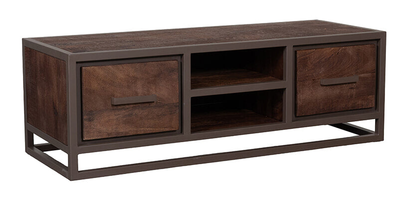 LABEL51 TV-meubel Peru Mangohout en metaal, 120cm - Espresso
