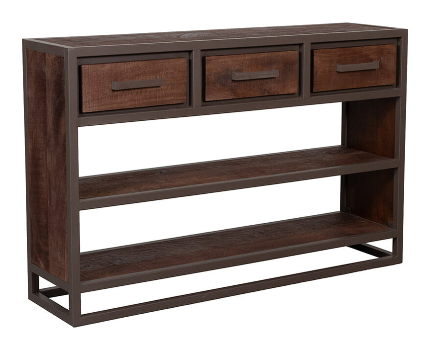 LABEL51 Sidetable Peru Mangohout en metaal, 115cm - Espresso