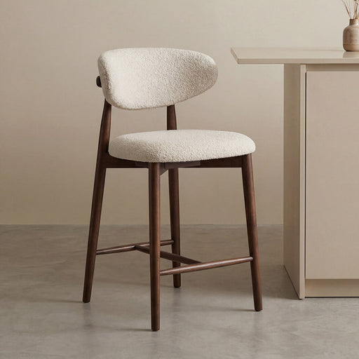 LABEL51 Barkruk Kyoto Superb-stof en walnoot essenhout - Naturel (zithoogte 64cm)