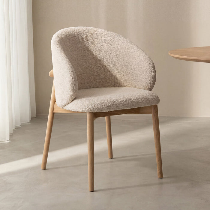 LABEL51 Eetkamerstoel Nagano Bouclé en hout - Naturel