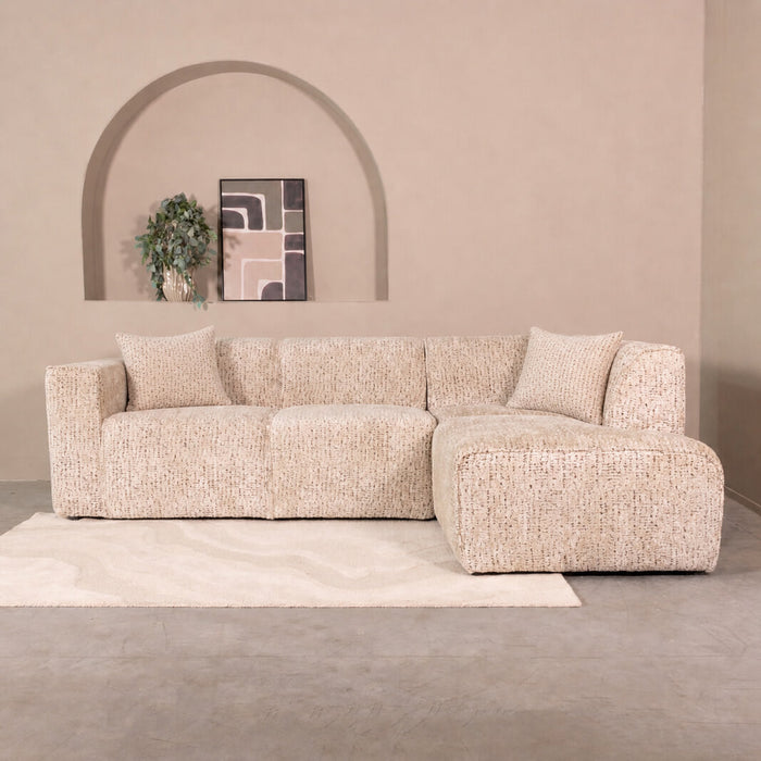 LABEL51 Loungebank Salvano Rechts, 273cm, Rimba-stof - Beige
